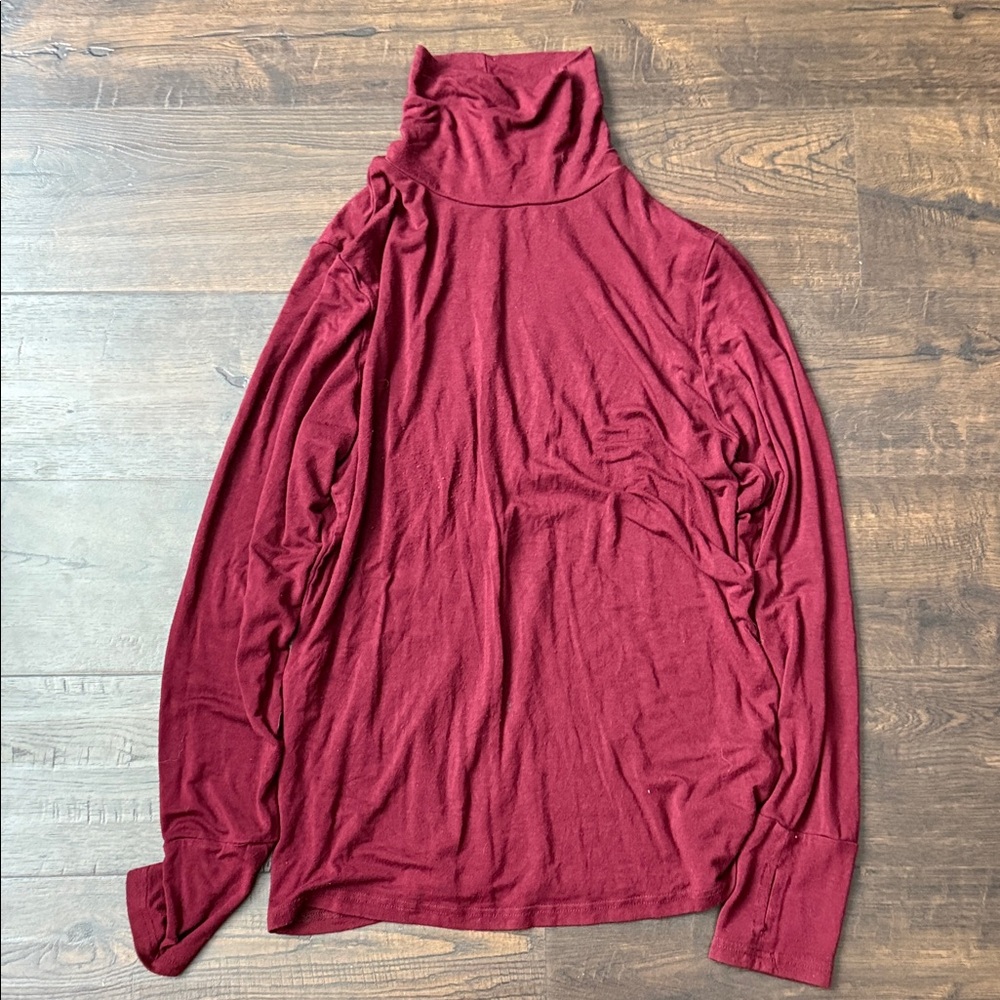 athletica Burgundy Turtleneck Top #B7